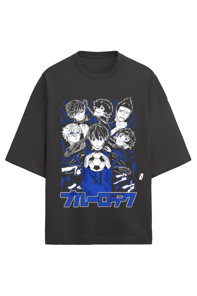 BLUE LOCK OVERSIZED T-SHIRT BLACK FRONT - GENAURA