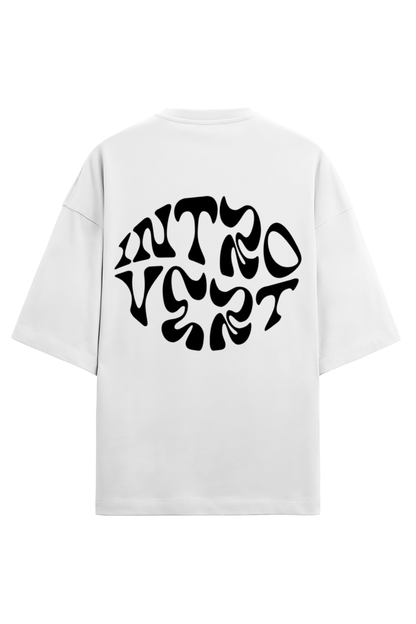 PUFF PRINT -INTROVERT OVERSIZED T-SHIRT BACK WHITE - GENAURA