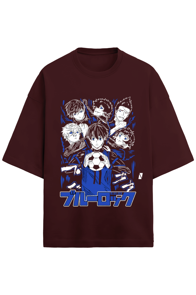 BLUE LOCK OVERSIZED T-SHIRT FRONT MAROON - GENAURA