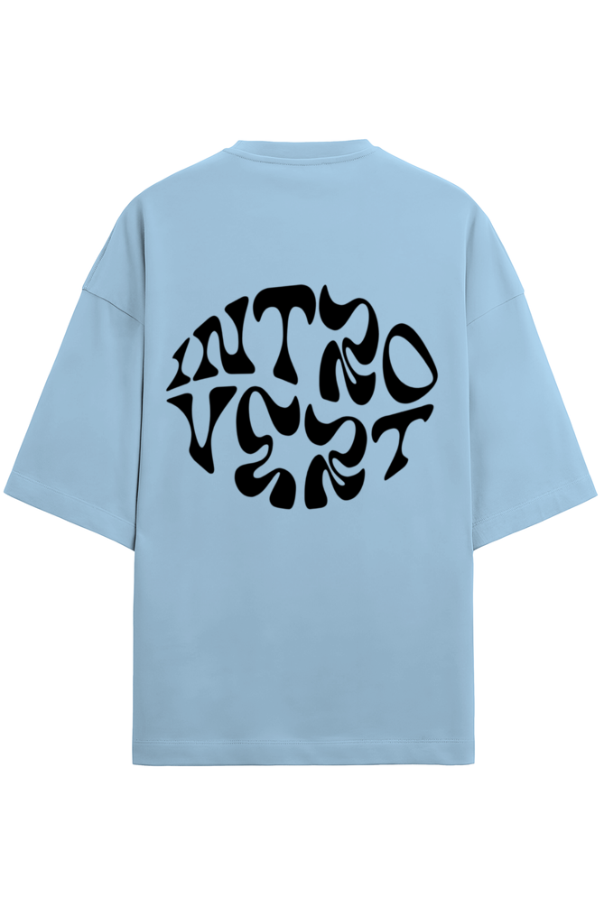 PUFF PRINT -INTROVERT OVERSIZED T-SHIRT BACK BLUE - GENAURA