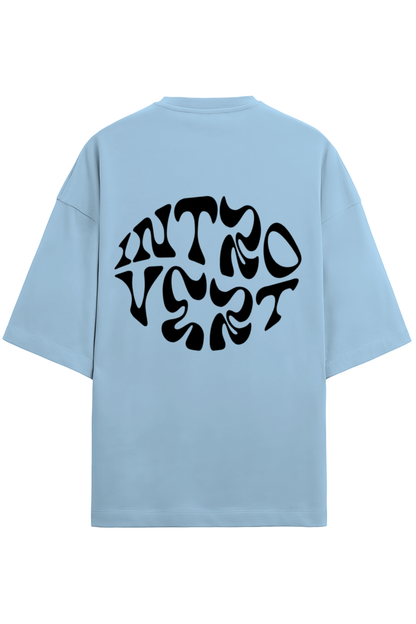 PUFF PRINT -INTROVERT OVERSIZED T-SHIRT BACK BLUE - GENAURA