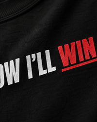 Genaura I Know I'll Win tee close-up, red and white graphic print detail