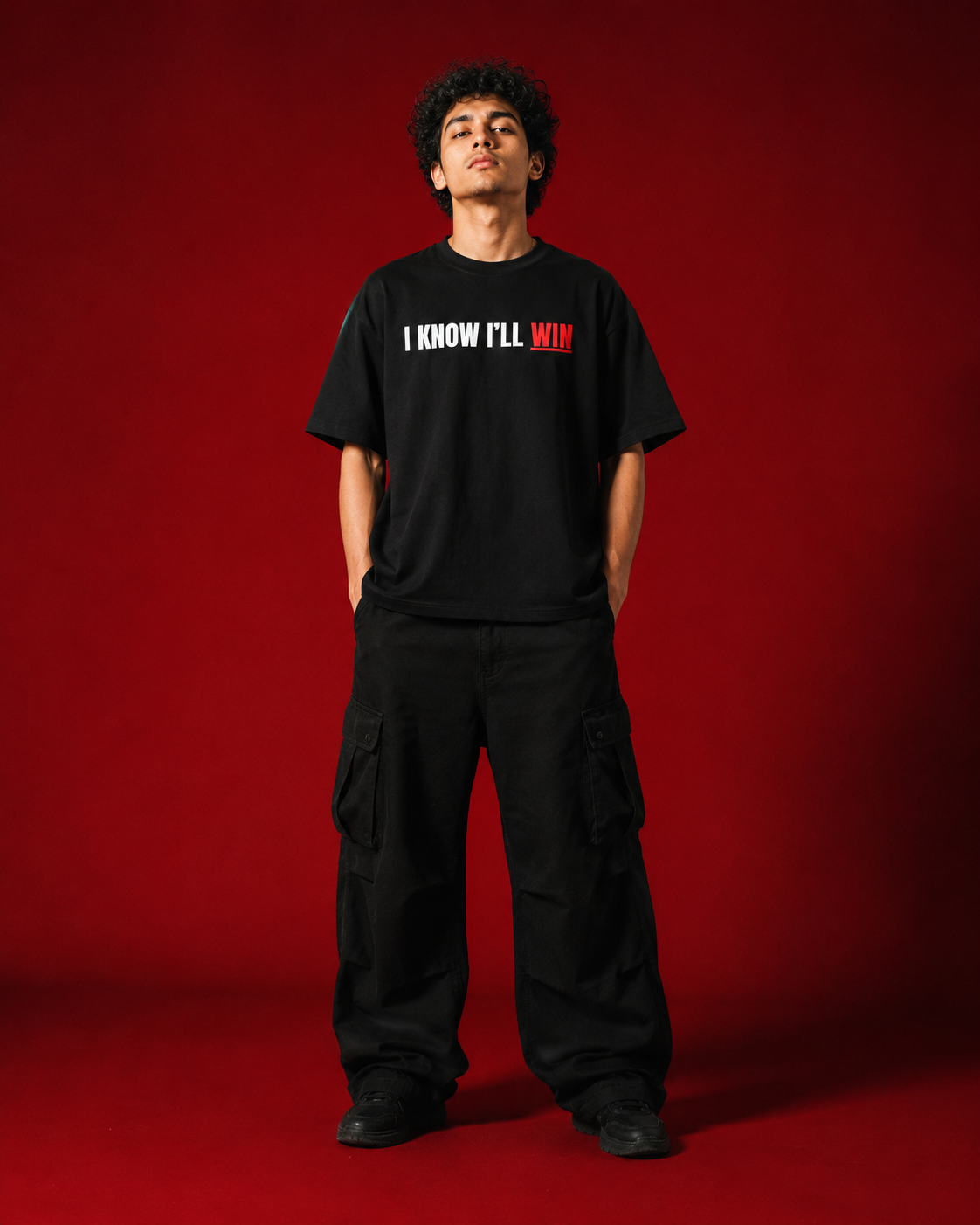 Genaura I Know I'll Win oversized tee, black streetwear graphic tee India