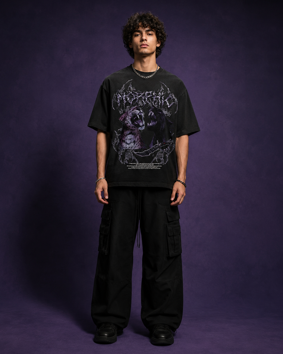Genaura Morphic oversized tee, black gothic graphic streetwear India